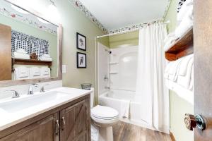 Ένα μπάνιο στο Lazy Bear Barn - Family-Friendly Mountain View Cabin with Wi-Fi, Fireplace, & Deck +14 φωτογραφίες