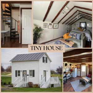 ハリソンバーグにあるCozy Tinyhouse Jmudowntown Fire Pit Yardの小さな家写真のコラージュ
