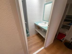 een badkamer met een wastafel en een spiegel bij Le duplex biterrois in Béziers