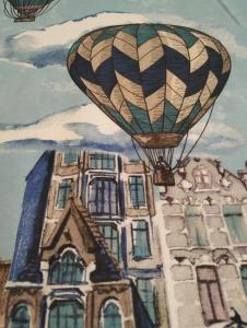 a painting of a hot air balloon over a building at COUNTRY HOUSE ViLLA GIGINA in San Gregorio
