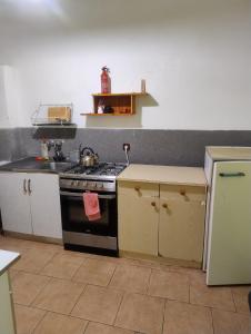 a kitchen with a stove and a sink at Villa Górski Spokój in Srebrna Góra