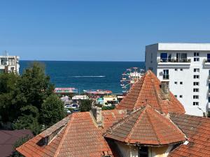 a view of roofs of buildings and a ferris wheel at Vila Dan in Eforie Nord