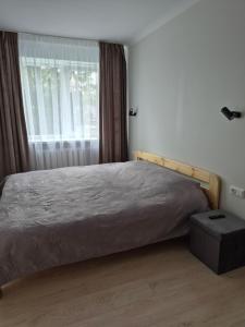 a bedroom with a bed and a window at Mia in Rēzekne