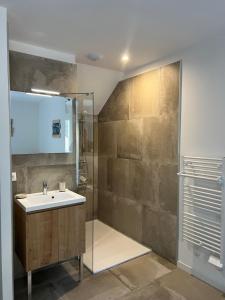 a bathroom with a sink and a shower at Villa Provence Méditerranée in Solliès-Toucas +33 photos