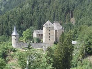 an old castle on the side of a mountain at Au Petit Pont de Champagne in Waimes