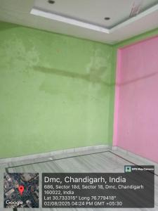 a room with a green and pink wall at Paras Hotel in Chandīgarh