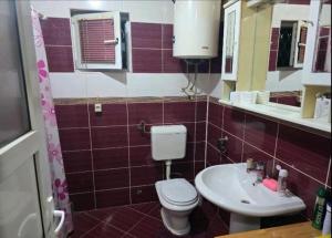 a bathroom with a toilet and a sink at Pyramid Apartment in Visoko