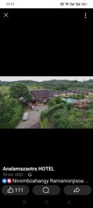 a screenshot of a website with a picture of a hotel at Analamazaotra hotel in Andasibe