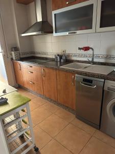 ベルハにあるApartamento con vistas al mar en Balanegraのシンクと洗濯機付きのキッチン