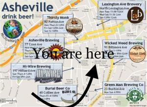Un mapa de la ciudad de Shibuya con atracciones. en Ravenscroft Rentals, en Asheville