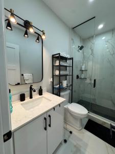 トロントにあるMins from Toronto Downtown UFT Exhibition Placeの洗面台、トイレ、シャワー付きのバスルーム