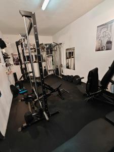 een sportschool met meerdere loopbanden in een ruimte bij Appartement Sammer in Piesendorf