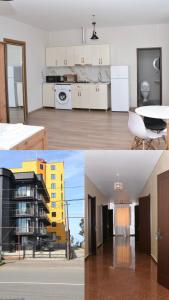 a kitchen and a living room and a house at Guest House NILI in Itʼkhvisi