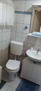un baño con inodoro y lavabo en Oaza mira i tišine, en Igrišće 33 fotos más