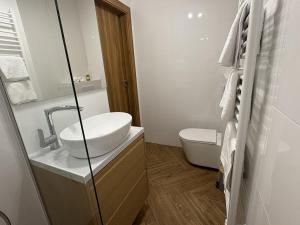 a bathroom with a sink and a toilet at Apartamenty Uchnasta in Busko-Zdrój +26 photos