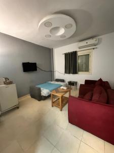 una sala de estar con un sofá y una cama en Nader home, en Giza