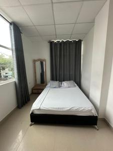 卡塔赫纳Hotel Ibiza Hotel en Cartagena de indias, sector comercial的一间带床的卧室，位于一间有窗户的房间里