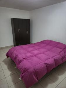 a large purple bed sitting in a room at Alquiler por día Río Gallegos in Río Gallegos