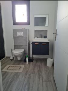 a bathroom with a toilet and a sink at Joli bas de Villa in Peypin