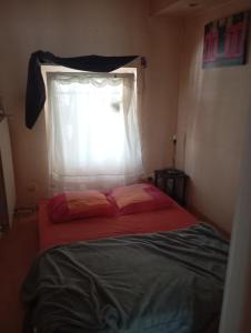 a bedroom with a bed and a window at Les temps heureux in Nancy