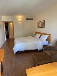 a hotel room with a bed and a couch at Hotel & Residência Alphaville in Barueri