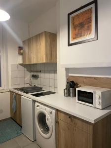 Η κουζίνα ή μικρή κουζίνα στο Super cozy apartment avec stationnement gratuit