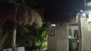 a house with a palm tree next to a building at Cabañas Puertas del Sol in Telchac +10 photos