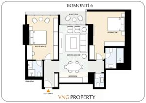 Půdorys ubytování Bright Lovely Modern 2bd25 Condo Poolgym! #220