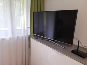 En TV eller et underholdningssystem på Süllő utcai apartman Fonyód VÍZPARTI és PANORÁMÁS! ON THE WATERFRONT and with Balaton panorama!