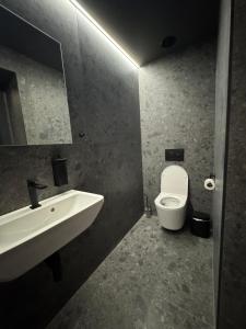 プラハにあるSPA SPA Karlínの洗面台とトイレ付きのバスルーム