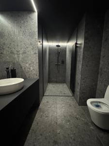 プラハにあるSPA SPA Karlínの洗面台とトイレ付きのバスルーム