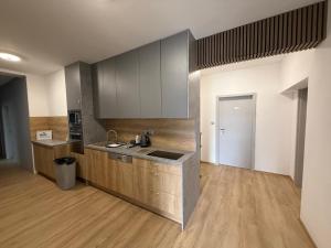 a kitchen with a sink and a counter top at Apartmány Pohoda Valča ,Martin in Stará Turá