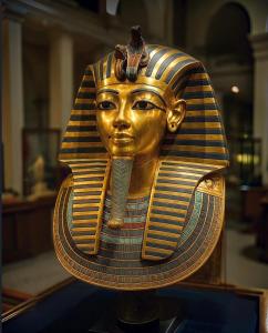 a statue of anubis on display in a museum at ايجار و سائق سيارات سياحي بمصر in Cairo