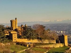 a castle on the top of a hill at La belle étape in Montmélas-Saint-Sorlin