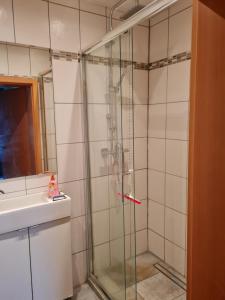 Bilik mandi di Ferienwohnung in der Ahornstrasse