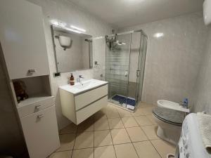 une salle de bain avec un lavabo, une douche et des toilettes dans l'établissement Nido Urbano, à Terni 3 autres photos