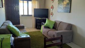 a living room with a couch and a tv at CASA COM 3 QUARTOS, SENDO 1 QUARTO Suite in Pinhal