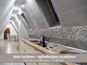a kitchen with a sink and a counter top at Willa Pod Reglami - Małe Ciche - Sauna & Jacuzzi - 400m od Stacji Narciarskiej in Male Ciche