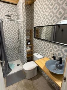 a bathroom with a toilet and a sink and a shower at La Auténtica in Valencia +31 photos
