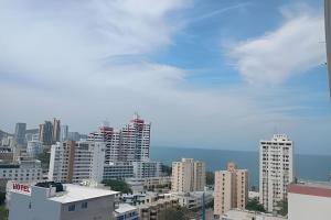 a view of a city skyline with tall buildings at Apartamento Vacacional sky/el Rodadero in Santa Marta