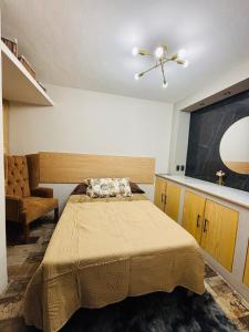 a bedroom with a bed and a ceiling fan at Casa SAMA 10 in Oaxaca City +7 photos