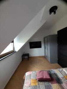 Ένα ή περισσότερα κρεβάτια σε δωμάτιο στο Apartamenty Babie Lato