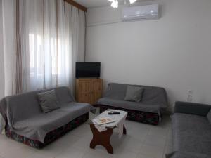 a living room with two couches and a coffee table at Kipseli 1 in Kozani