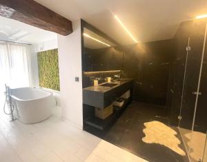 ein Badezimmer mit einer Badewanne, einem Waschbecken und einer Badewanne in der Unterkunft Valencia Luxury - Boutique El Carmen in Valencia