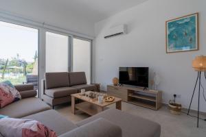 TV a/nebo společenská místnost v ubytování Modern Poolside villa at Paphos
