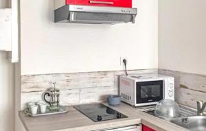 eine Küche mit Mikrowelle und Herd oberen Backofen in der Unterkunft 1 Bedroom Lovely Apartment In La Rochelle in La Rochelle