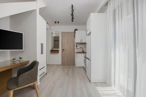 Kuchyň nebo kuchyňský kout v ubytování MELIGEO Suites Center of IOANNINA
