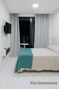 TV a/nebo společenská místnost v ubytování Flat O Melhor De Intermares 150 M Da Praia