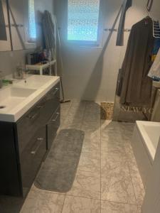 a bathroom with a sink and a counter top at Maison partager in Port-de-Lanne