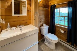 a bathroom with a toilet and a sink at Wandering Trails Retreat in Cambridge +56 photos